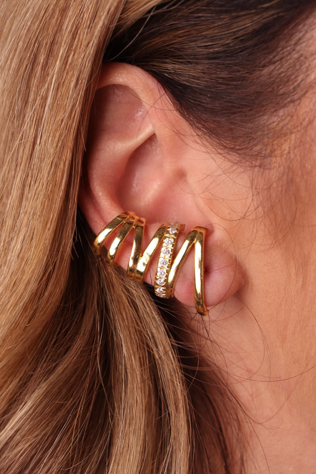 BRINCO EAR CUFF ZIG ZAG COM TIRA CRAVEJADA