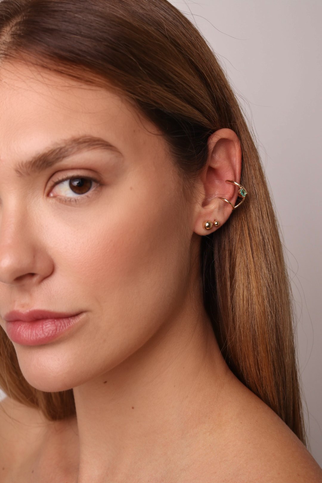 PIERCING FALSO 2VOLTAS COM CRISTAL VERDE