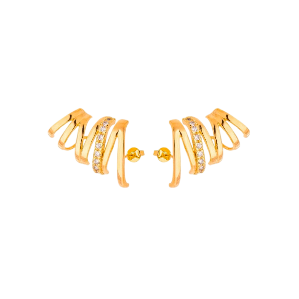 BRINCO EAR CUFF ZIG ZAG COM TIRA CRAVEJADA