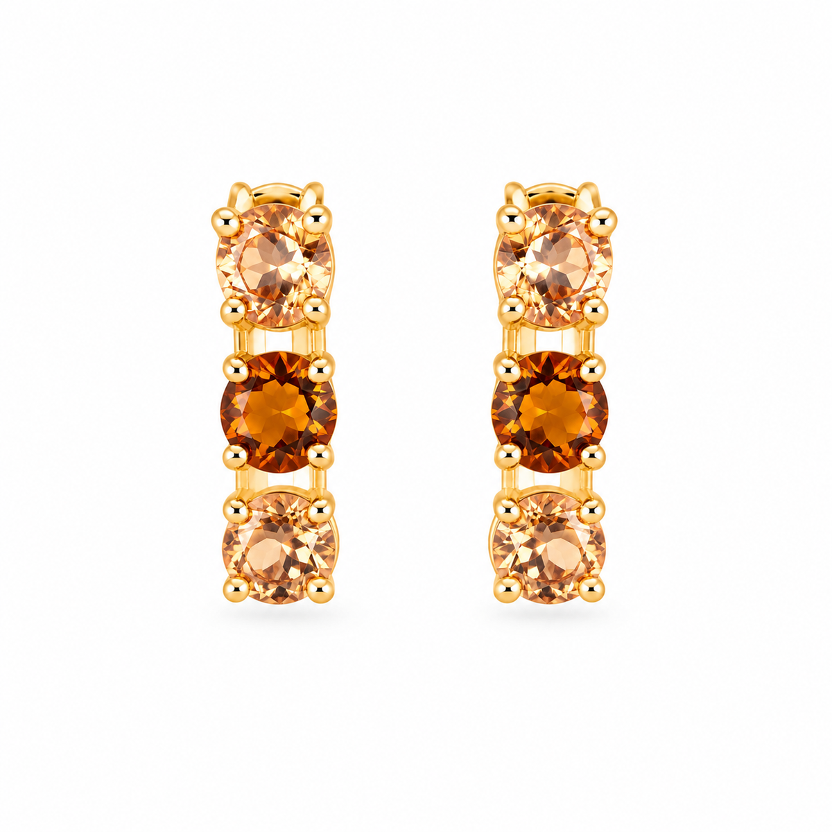 BRINCO EAR HOOK TRÊS ZIRCÔNIAS CHAMPAGNE E MARROM