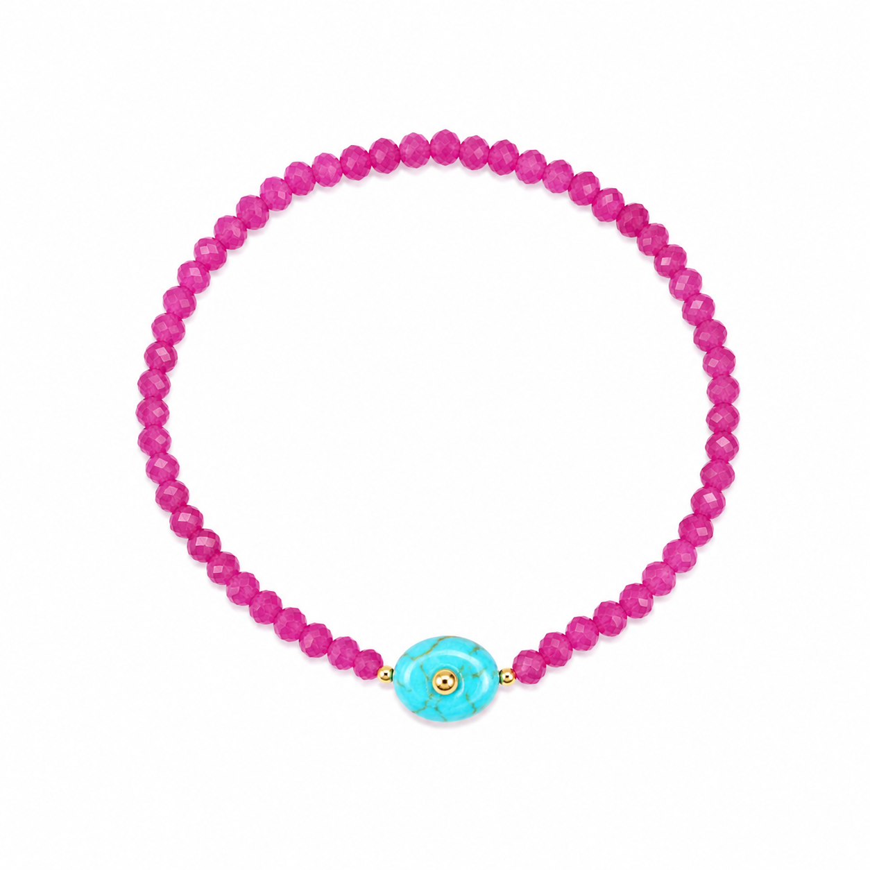 PULSEIRA JADE PINK COM HOWLITA TURQUESA