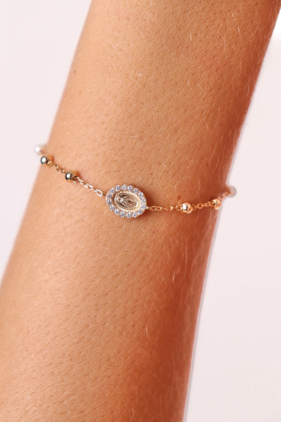 PULSEIRA NOSSA SENHORA CRUZ CRAVEJADA PRATA 925