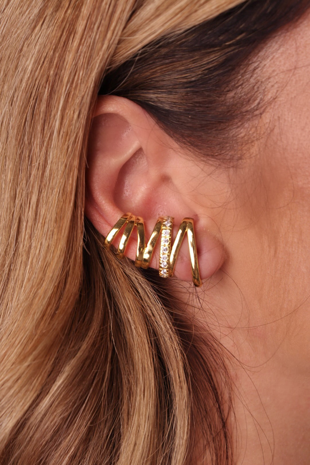 BRINCO EAR CUFF ZIG ZAG COM TIRA CRAVEJADA