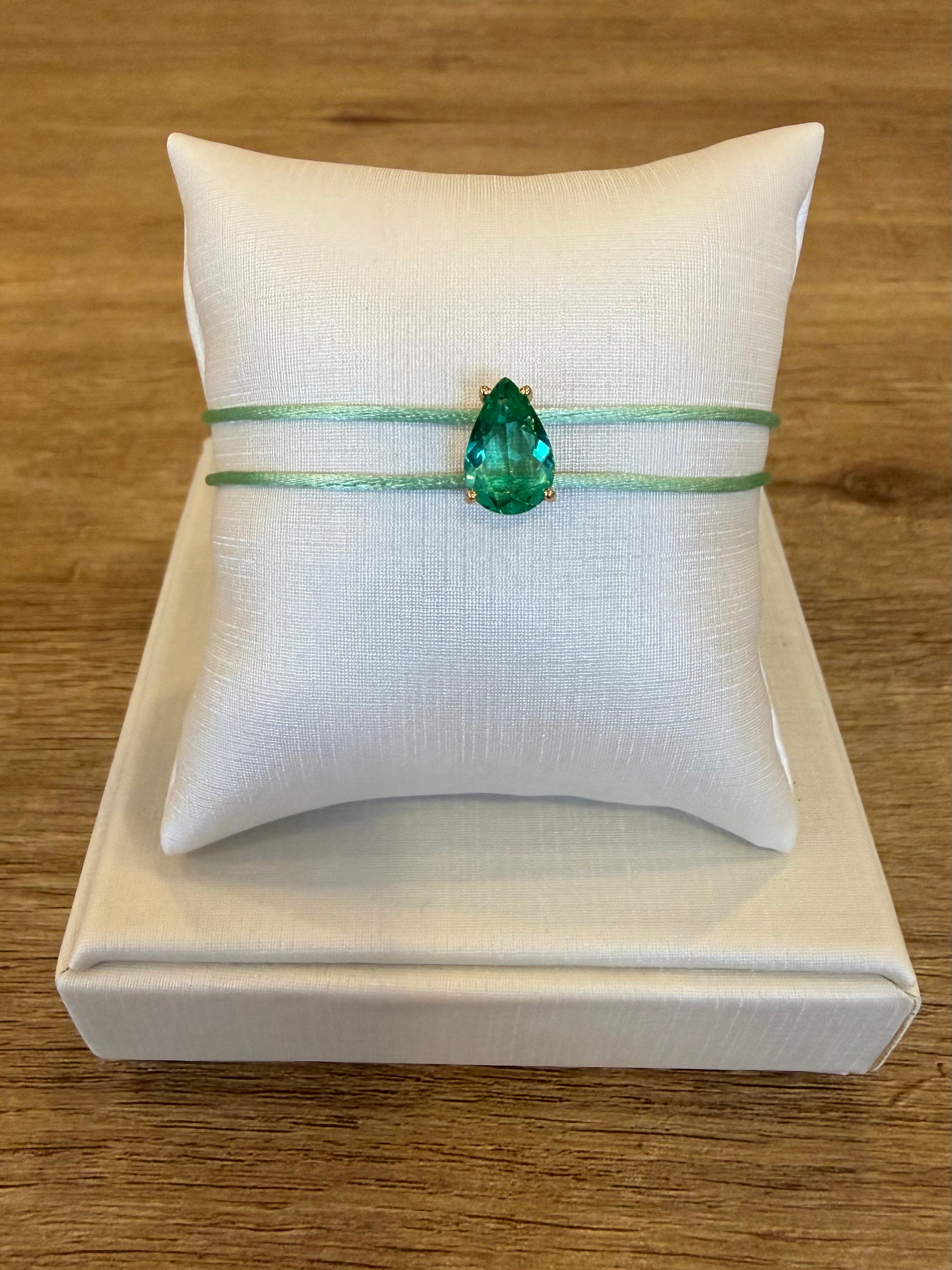 PULSEIRA FIO DUPLO DE SEDA PINGENTE GOTA