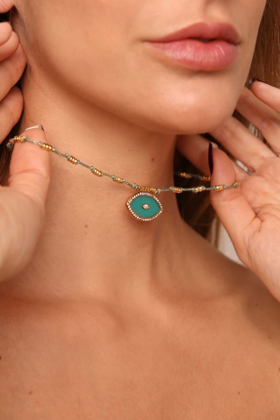 COLAR HANDMADE OLHO GREGO TURQUESA