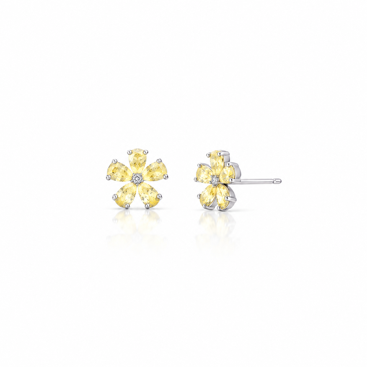 BRINCO FLOR ZIRCÔNIAS GOTA LEMON