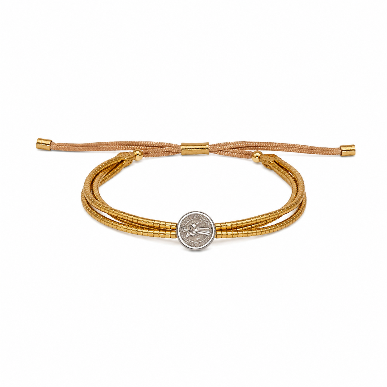 PULSEIRA AJUSTÁVEL CANUTILHOS 3 VOLRAS MEDALHA SÃO BENTO