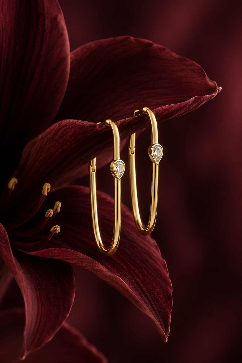 ARGOLA RETANGULAR CRISTAL GOTA